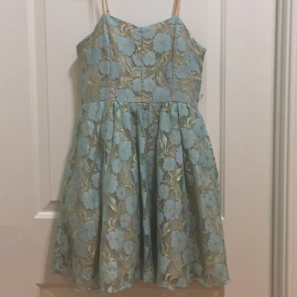 UN DEAX TROIS size 12 floral light blue dress